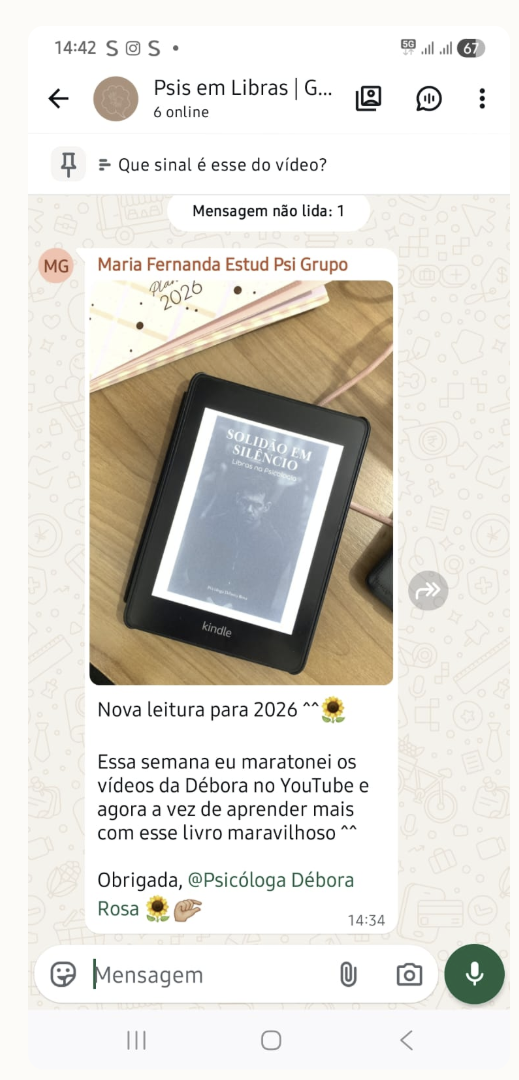 Print de depoimento de Maria Fernanda sobre o livro Solidão em Silêncio